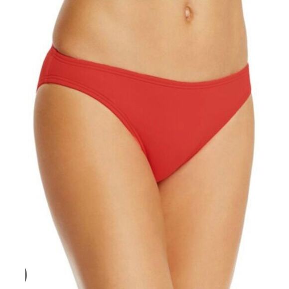 DKNY Lychee Red Stretch Classic Hipster Bikini Swim Bottom L NWT - Picture 1 of 4